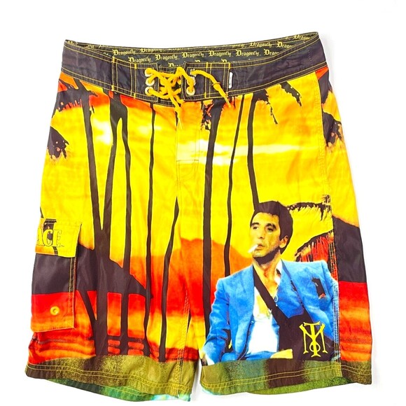 DRAGONFLY Scarface Embroidered Logo Boardshorts Tony Montana Men's 30" Waist - Picture 1 of 6